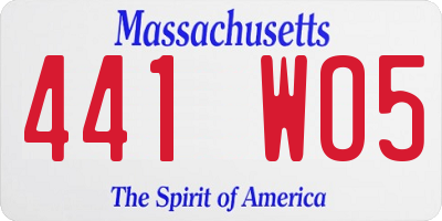 MA license plate 441WO5