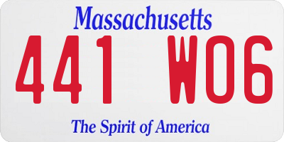 MA license plate 441WO6