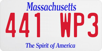 MA license plate 441WP3