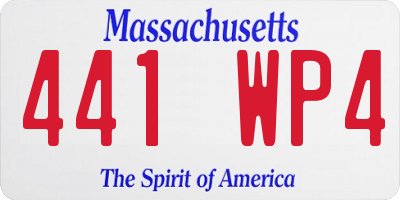 MA license plate 441WP4