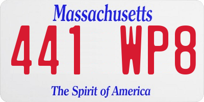MA license plate 441WP8