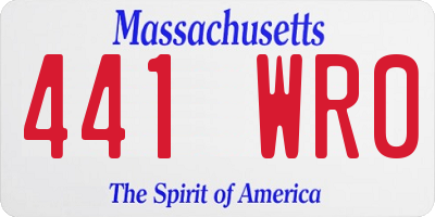 MA license plate 441WR0