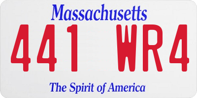MA license plate 441WR4