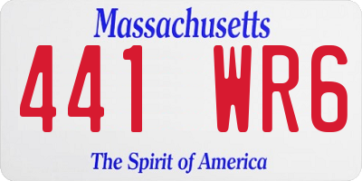 MA license plate 441WR6