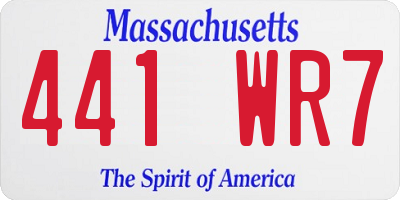 MA license plate 441WR7