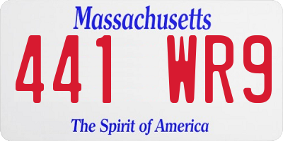 MA license plate 441WR9