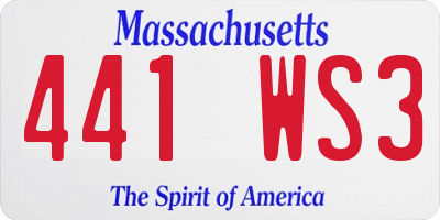 MA license plate 441WS3