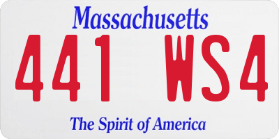 MA license plate 441WS4