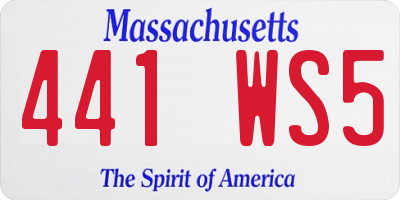 MA license plate 441WS5