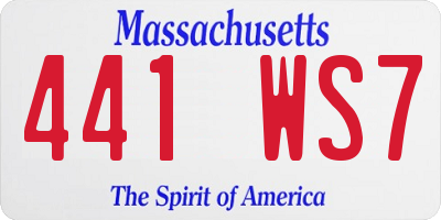 MA license plate 441WS7