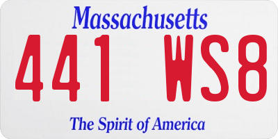 MA license plate 441WS8