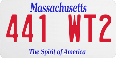 MA license plate 441WT2