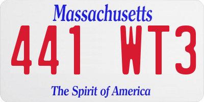 MA license plate 441WT3