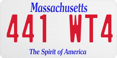 MA license plate 441WT4