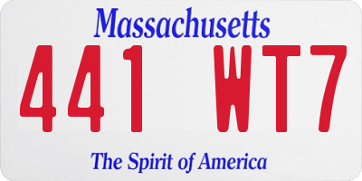 MA license plate 441WT7