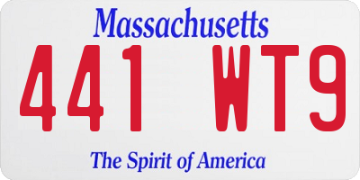 MA license plate 441WT9