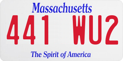 MA license plate 441WU2