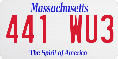 MA license plate 441WU3