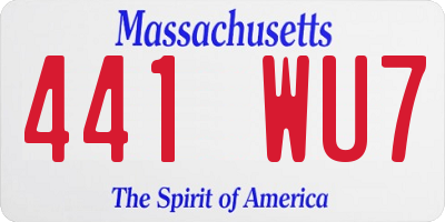 MA license plate 441WU7