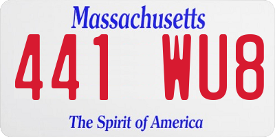 MA license plate 441WU8