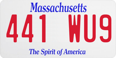 MA license plate 441WU9