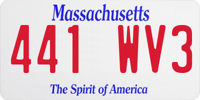 MA license plate 441WV3