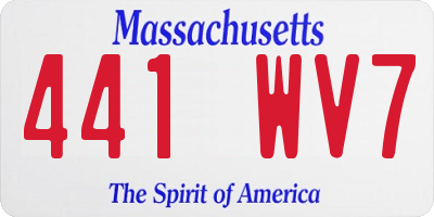 MA license plate 441WV7