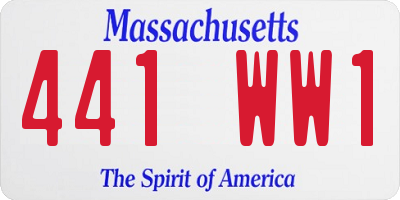 MA license plate 441WW1