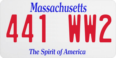 MA license plate 441WW2