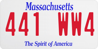 MA license plate 441WW4