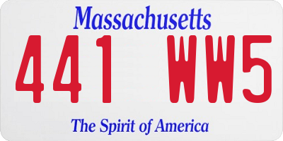 MA license plate 441WW5