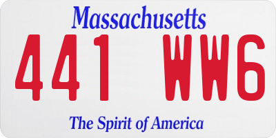 MA license plate 441WW6