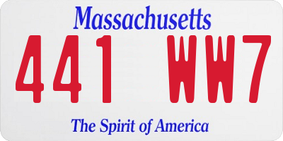 MA license plate 441WW7