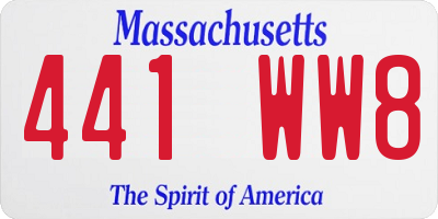 MA license plate 441WW8