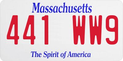 MA license plate 441WW9