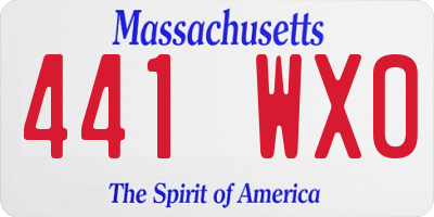 MA license plate 441WX0