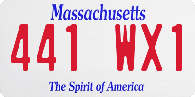 MA license plate 441WX1