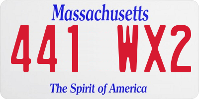 MA license plate 441WX2