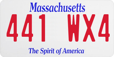 MA license plate 441WX4