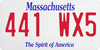 MA license plate 441WX5