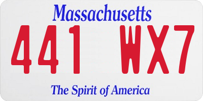 MA license plate 441WX7