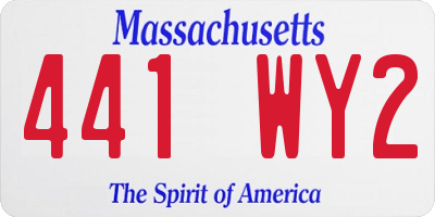 MA license plate 441WY2