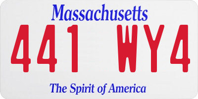 MA license plate 441WY4