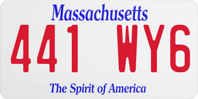 MA license plate 441WY6