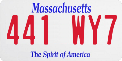 MA license plate 441WY7