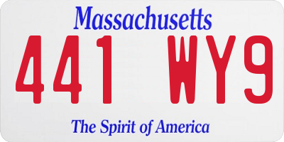 MA license plate 441WY9