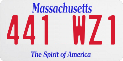 MA license plate 441WZ1