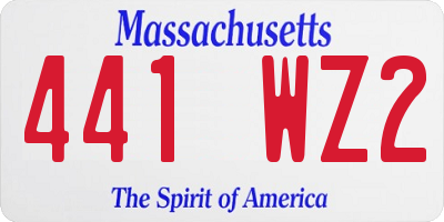 MA license plate 441WZ2