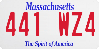 MA license plate 441WZ4