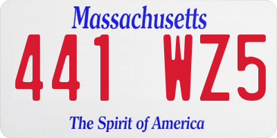 MA license plate 441WZ5